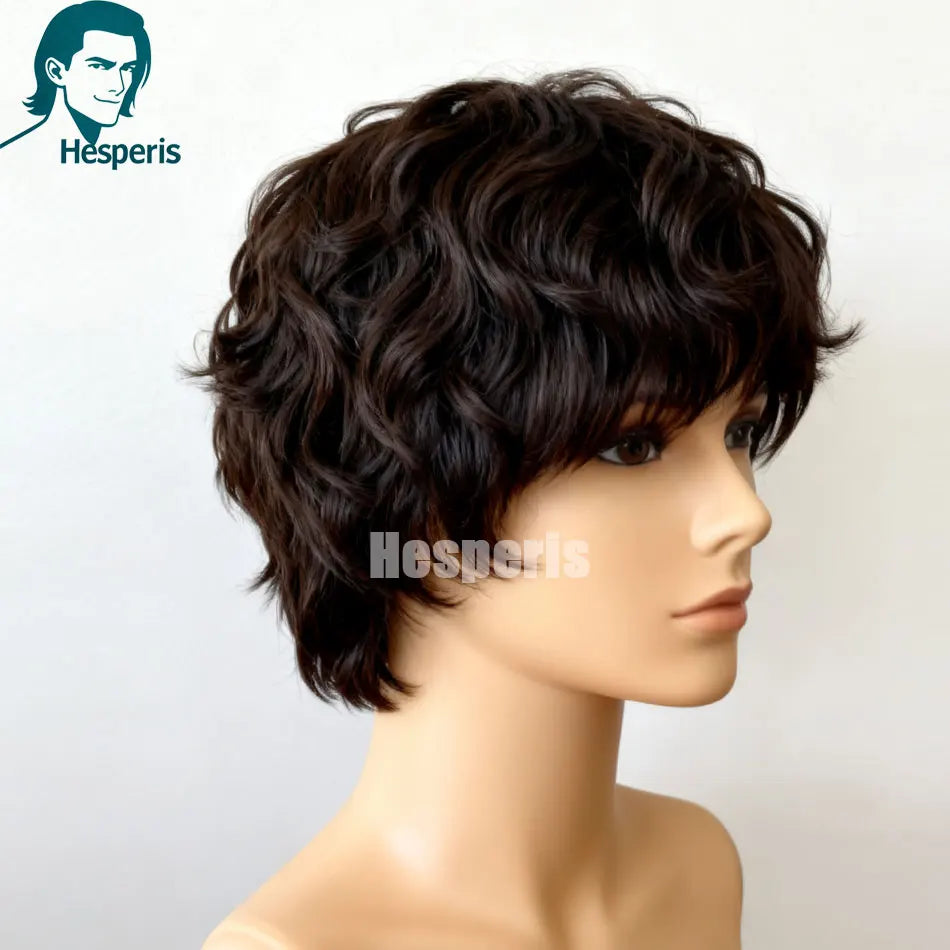 Hesperis Human Hair Fashion Men Wigs With Bang Soft Wave 13X6 Lace Front Wigs For Male Transparent Lace Deep Part Daily Wear Wig