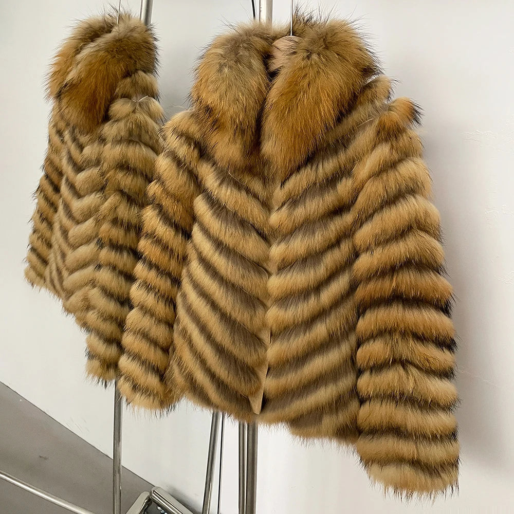 Reality Fur Coat Clothes for Women Real Fur Coat Winter Autumn Fox Fur Jacket Fashion Warm Long Sleeve Streetwear Lady New Style