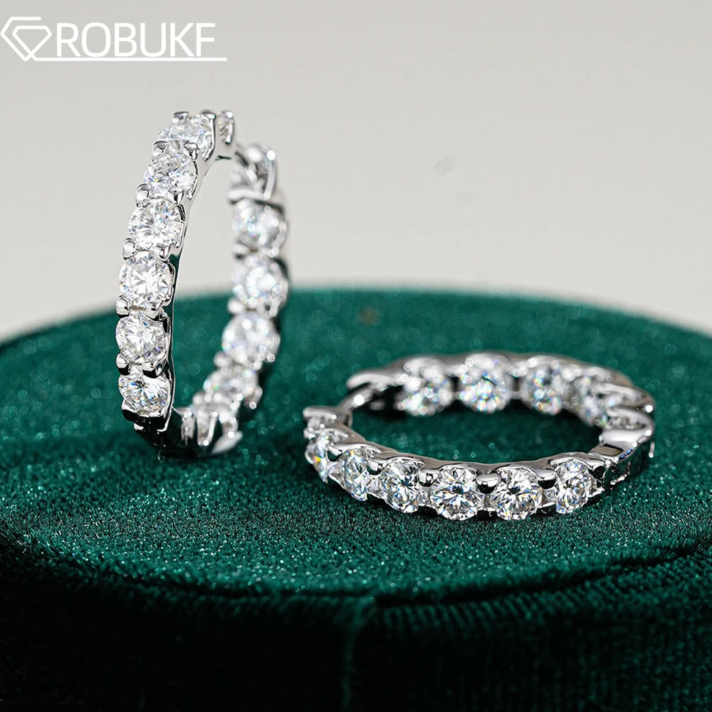 3mm Full Moissanite Hoop Earrings for Women Sparking D Color Lab Diamond 925 Sterling Silver Earring Party Wedding Jewelry Gifts
