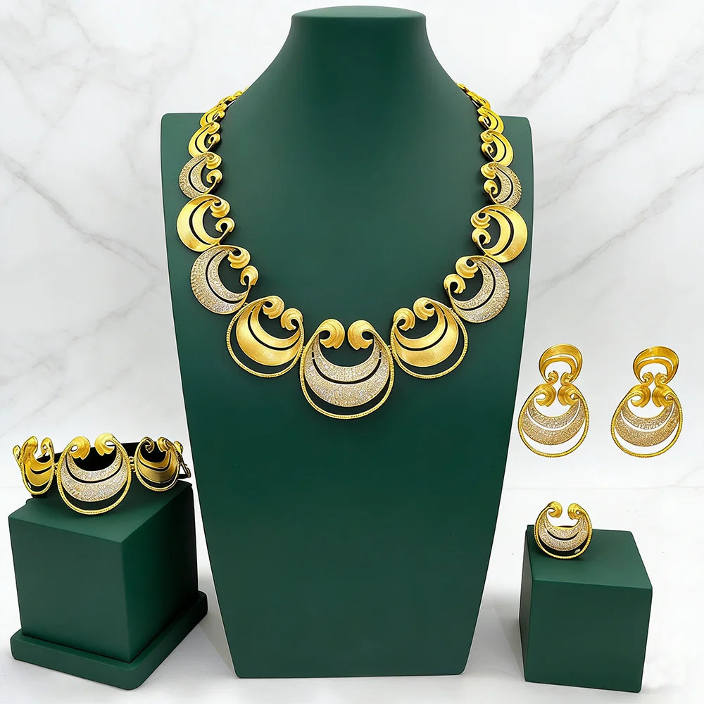 GODKI New Trendy Italy Nigeria 18k Gold Plated Colon Symbol Wedding Jewellery Set Fashion Libya Necklace Jewelry Sets