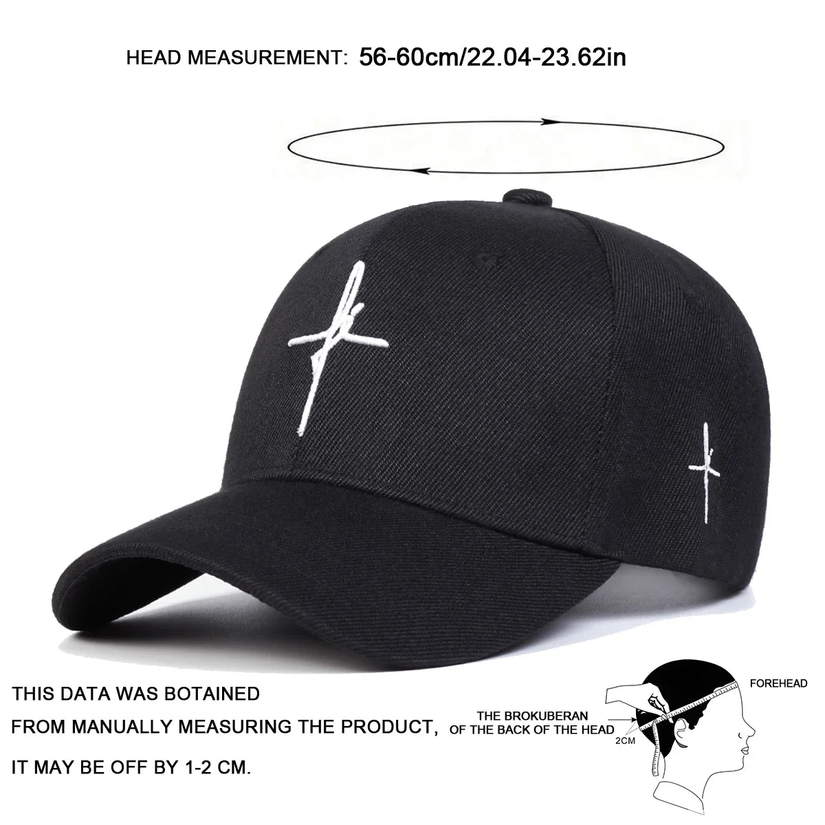 Unisex Personality Cross Embroidery Baseball Caps Spring Autumn Outdoor Adjustable Casual Hats Sunscreen Hat