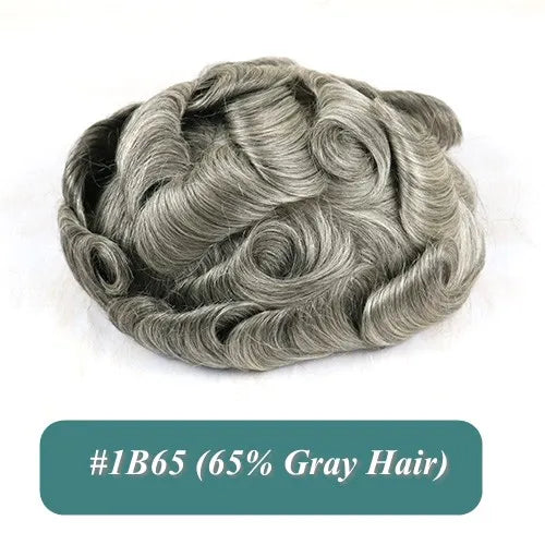 Full Skin 26mm Natural Curly Hair Toupee for Men Machine Injected Cheap Curly Hair Capillary Prosthesis Hair Replacement Wig