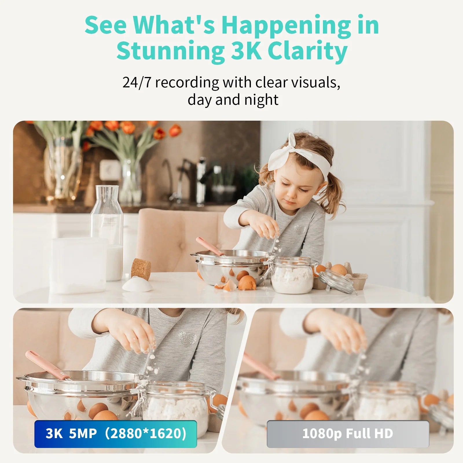 3K Smart Home Security Camera 5G/2.4GHz Wireless WiFi Auto Tracking CCTV Camera 5MP PTZ 2-Way Audio,Night Vision Baby Monitor