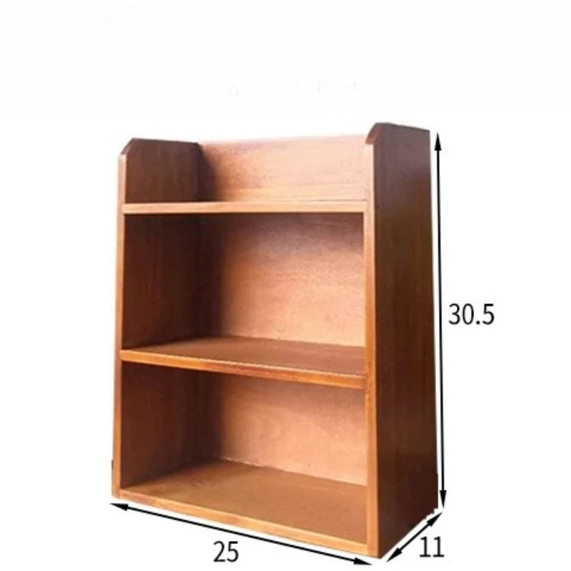 Dormitory Desktop Storage Rack Organizer Wood Retro Storage Cabinet Cosmetics Storage Box Table Multi-layer Figurines Organizing