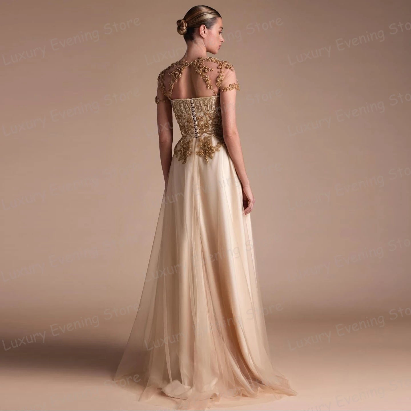 Simple Evening Dresses Woman's A Line Prom Gowns Appliques Tulle Fashion Backless Party 2026 Customized فساتين سهرات