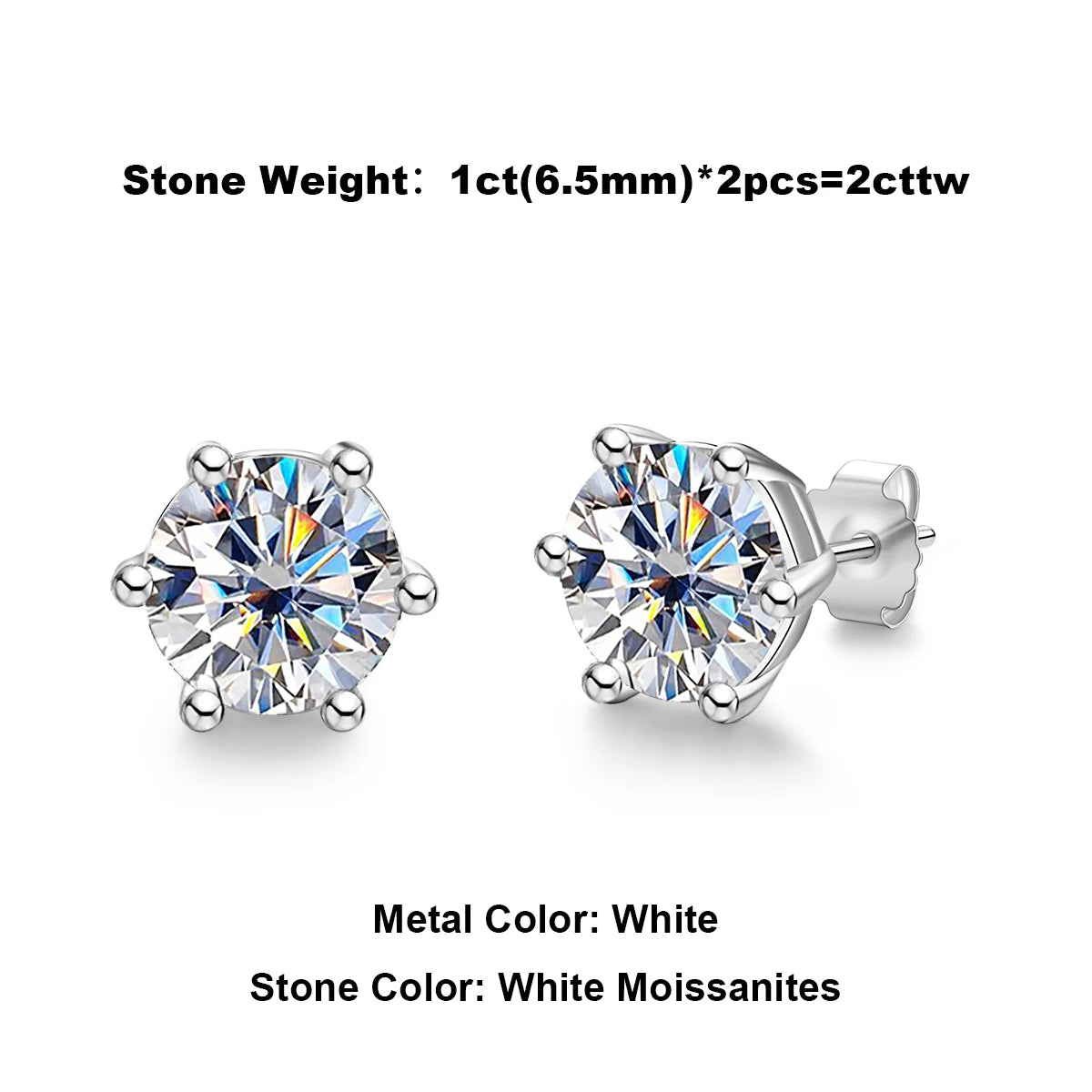 AnuJewel 4/2/1ct Total Moissanite Stud Earrings 925 Sterling Silver Certificate Moissanite Earrings Jewelry Making Supplies