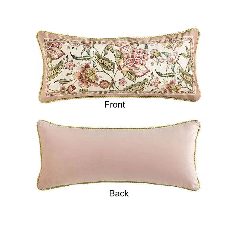 Pink Printed Fringed Pillow Cases Retro Light Luxury Pillow Cover Decorative Soft Dutch Velvet Round Cushion Cover Home Dector