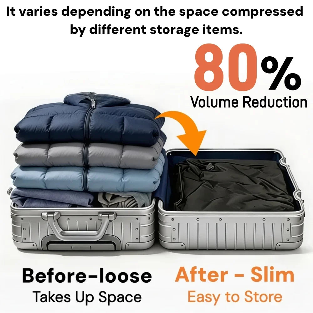Travel Compression Bags, Waterproof Vacuum Storage Bags for Clothes Suitcase, Space Saving Bag for Travel Moving Essentials