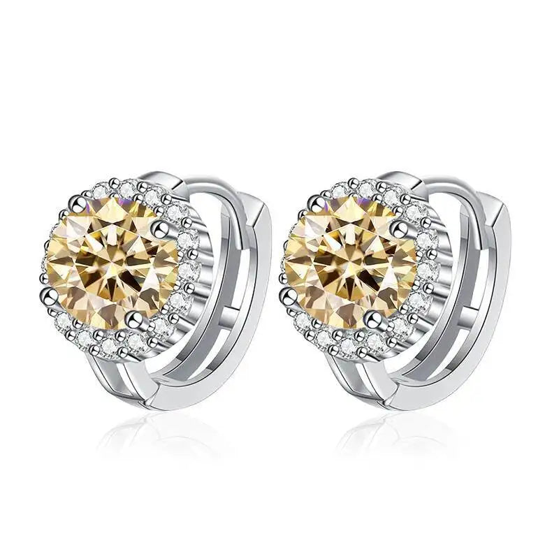 TY 0.5ct 1ct Pink Moissanite Earrings Women S925 Silver Black Blue Green Grey Rainbow Lab Diamond Wedding Studs Earring