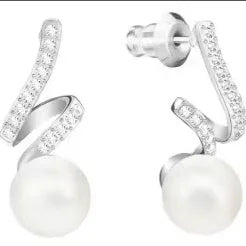 Original white crystal clip earrings, women's fashion trend earrings, jewelry accessories, birthday party gifts