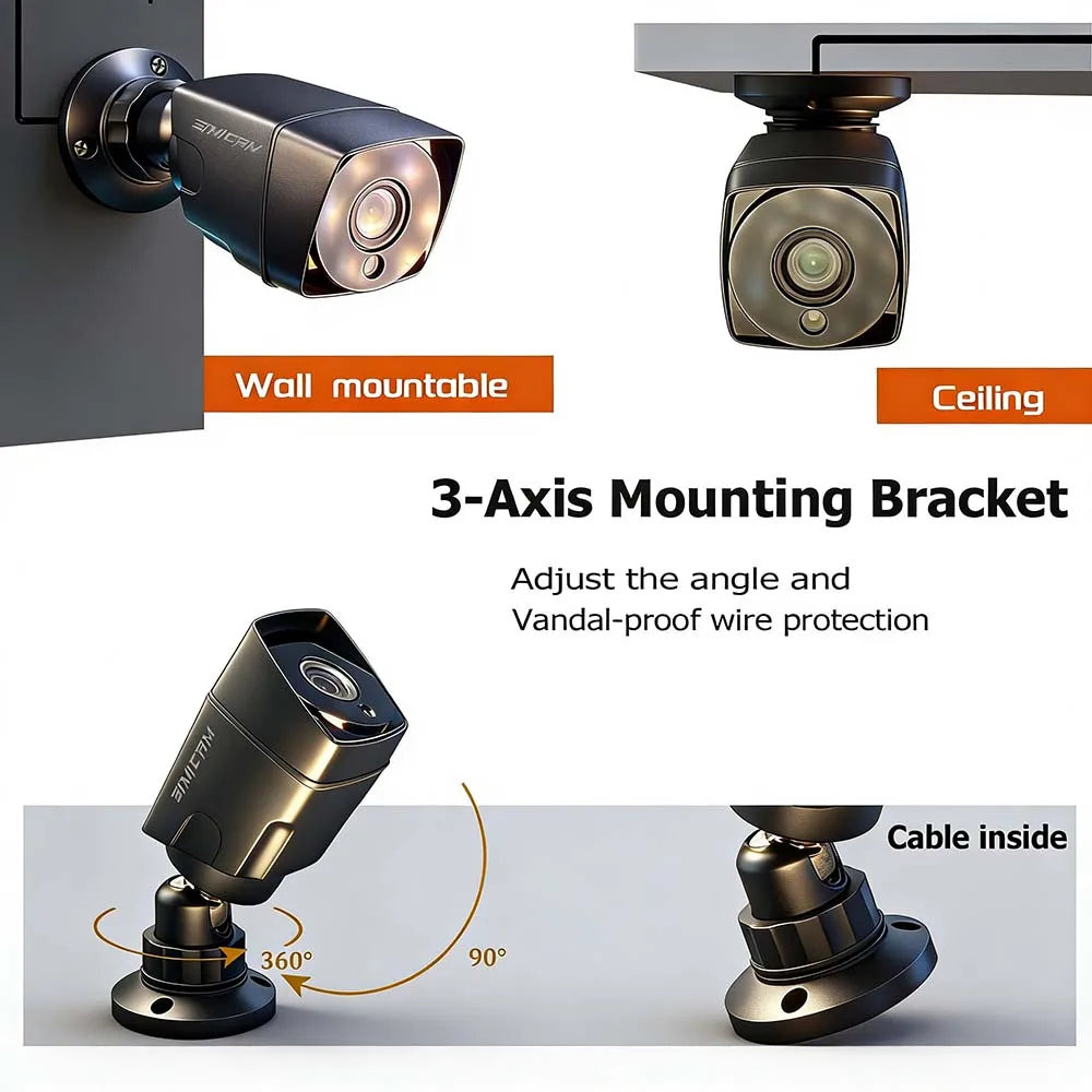 H.265+ 4CH 1080P 720P Security Camera System With 2pcs 2MP Surveillance Camera Home Outdoor Indoor Night Vision Motion Detection