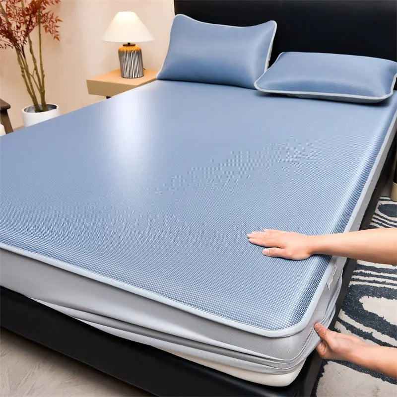 Bedroom Blue Bedsheets Cooling Pillowcase Dubble Quilt Cover Bedsheets Adult Mattresses Roupa De Cama Casal Korean Bedding Set
