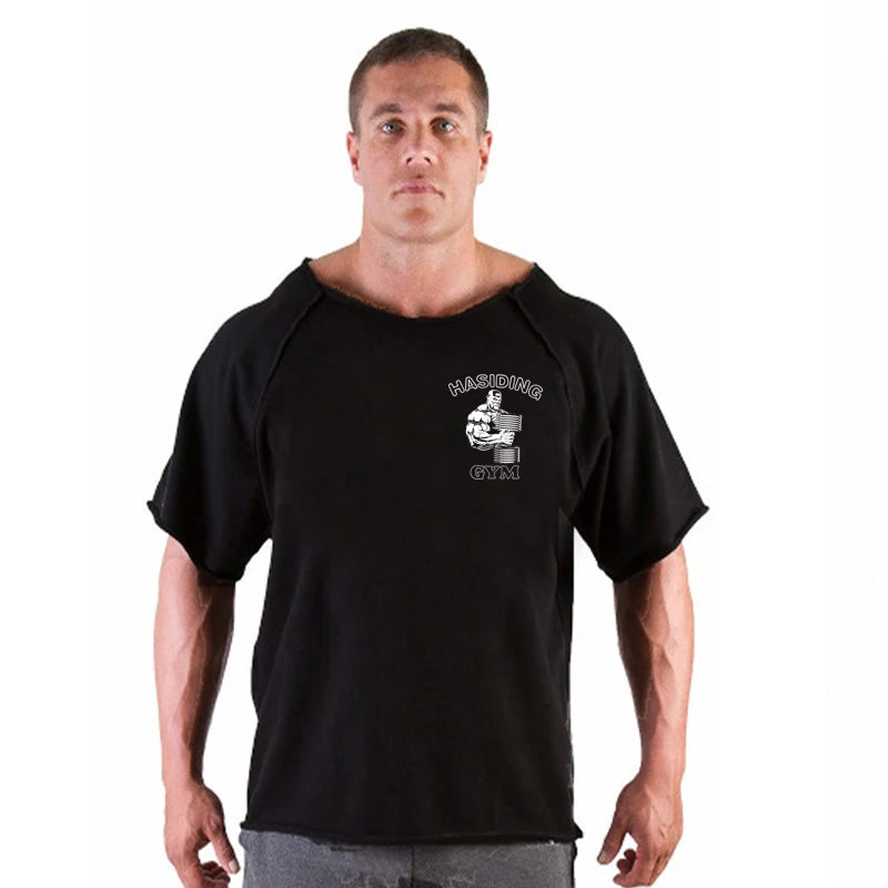 Men's T-shirt Men Running Sport T Shirt Men Loose Fitness Tops Tee Cotton Oversized Training Gym Sport Running Shirts Jersey
