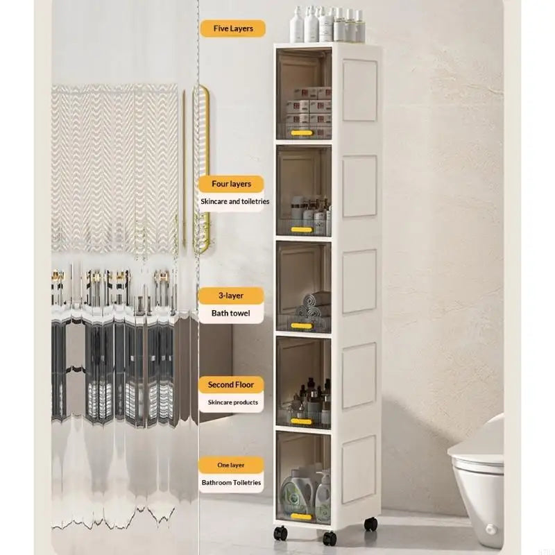 Clear Door Storage Cabinet 5 Modifiable Shelves Removable Disks Impermeable Easy Access Organization Solution 87HA