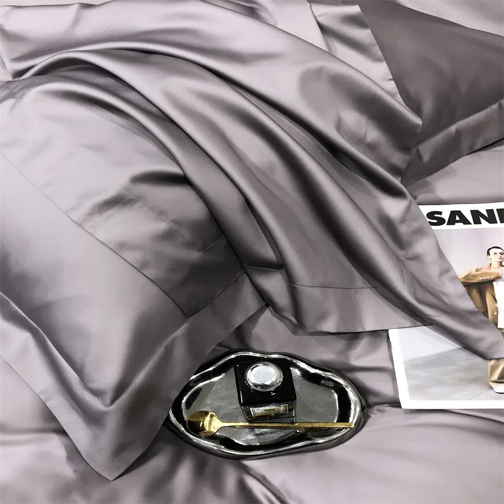 Svetanya Pure Egyptian Cotton Bedding Sets Bed Linens Solid Color Sheet Pillowcase Duvet Cover Queen King Underwear