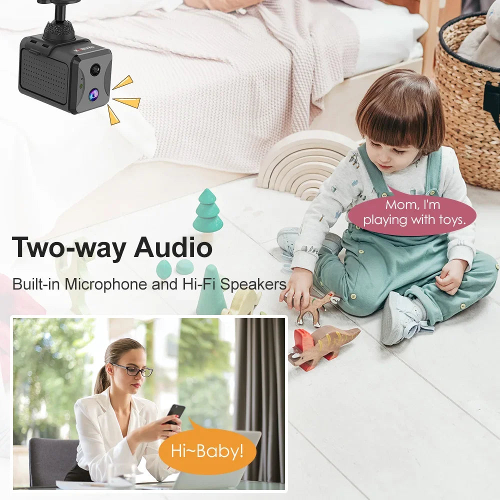 Ubox 4G LTE Mini Battery Camera 5MP WiFi Security Cameras HD Indoor Surveillance Camera CCTV PIR Motion Detection Night Vision