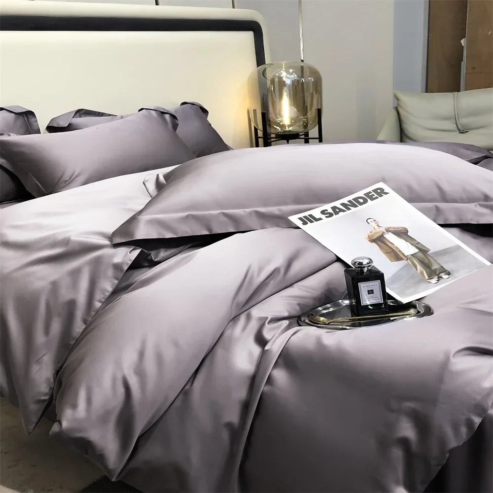Svetanya Pure Egyptian Cotton Bedding Sets Bed Linens Solid Color Sheet Pillowcase Duvet Cover Queen King Underwear