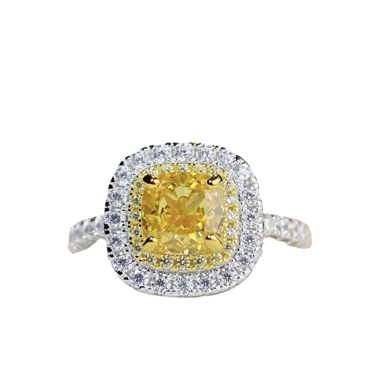 Luxury 18K white gold solid platinum PT950 Women's Yellow Diamond Pendant Necklace Earrings Full Diamond Bracelet