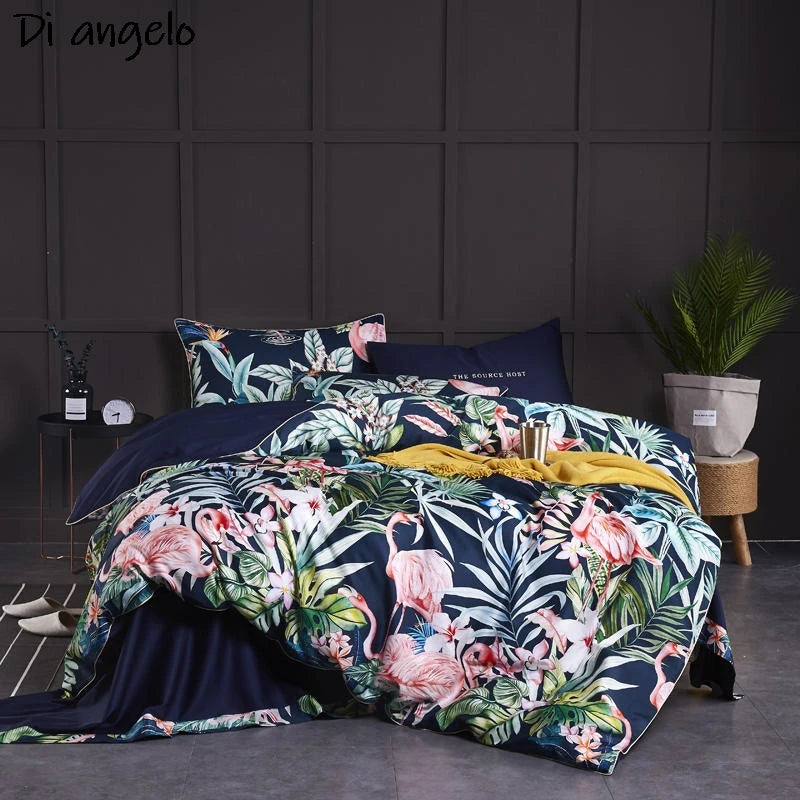 600TC Egyptian Cotton RU Europe RU Double Flower Digital Printing Bedding Sets, Bed Linen Duvet Cover Set Bed Sheet,Pillowcase#/