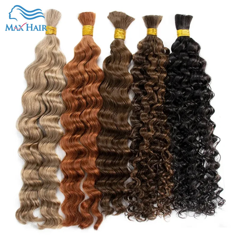 Cuticle Aligned Loose Deep Wave Bulk Human Hair For Braiding Unprocessed No Weft Raw Indian Bundles Human Hair Bulk Extensions