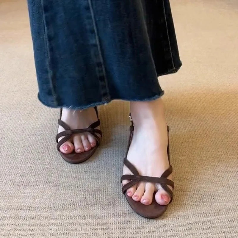 Women's Sandals New Fashionable Casual Comfort Pointed Toe Geometric Graphics Heel Cable Office Sandals 2025 Popular High Heels