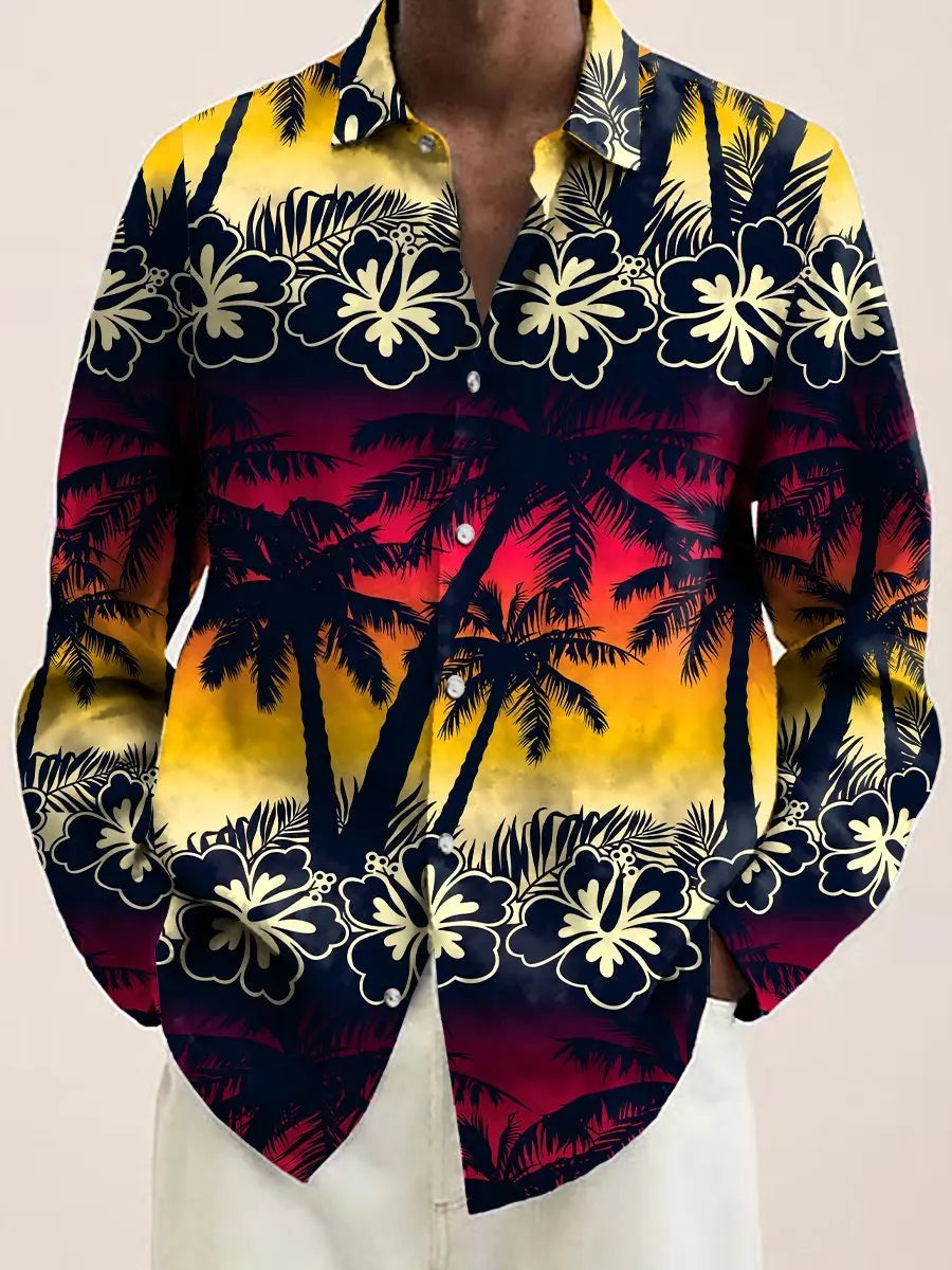 Mens Red Floral Print Long Sleeve Shirt 2023 Fashion Design Luxury Long Sleeve Tops Mens Four Seasons Button Lapel Shirt