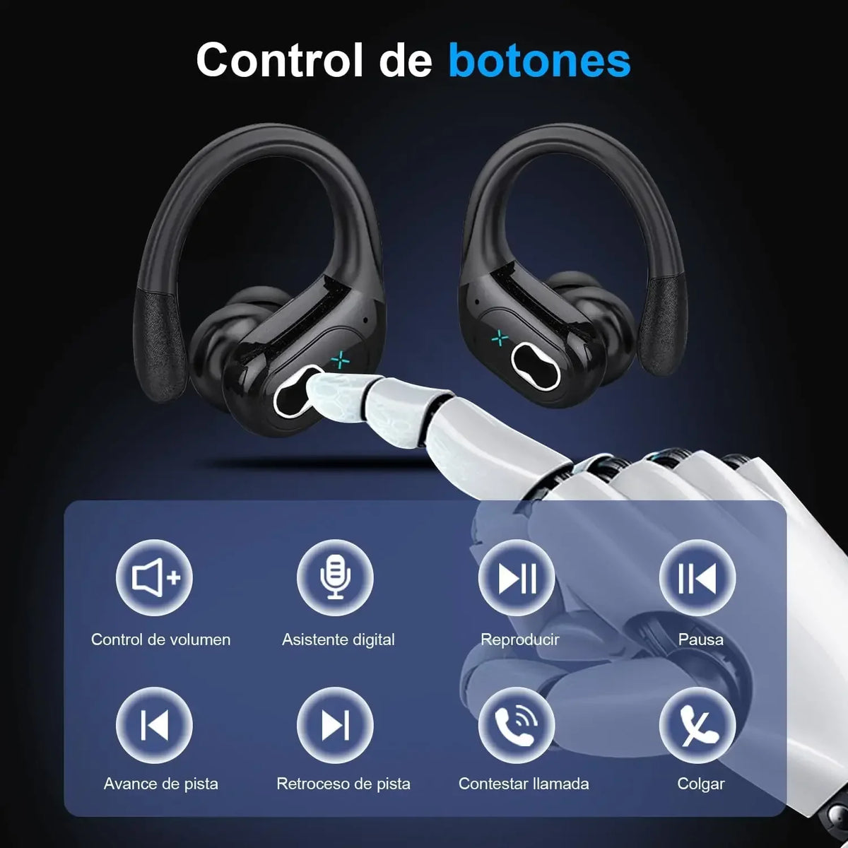 Bluetooth 6.0 Headphones HD65 Wireless Earbuds 75hrs Sport Bluetooth Earphone with Noise Cancelling Mic IPX7 Waterproof Headsets
