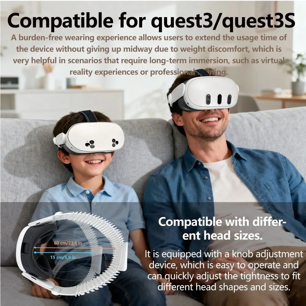 Adjustable VR Headbands Ergonomic Breathable Fixed Support Strap Stable Soft Silicone Head Strap for Meta Ques t3/Quest 3S