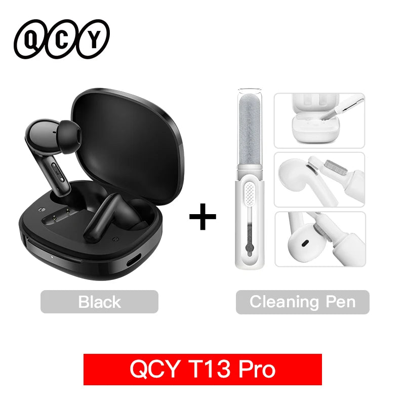 QCY T13 Pro HT23 Adaptive ANC Wireless Earbuds 13mm Drivers Powerful Bass 50dB Hybrid ANC Bluetooth 6.0 Earphones 6 Mics ENC 47H