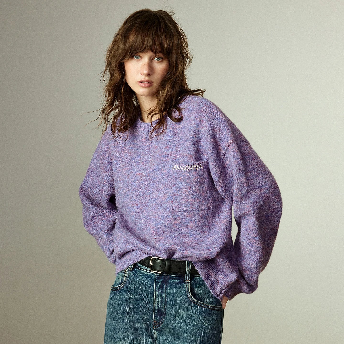 TOYOUTH Women Sweaters 2025 Winter New Crew-neck Loose Drop-shoulder Warm Knitted Tops