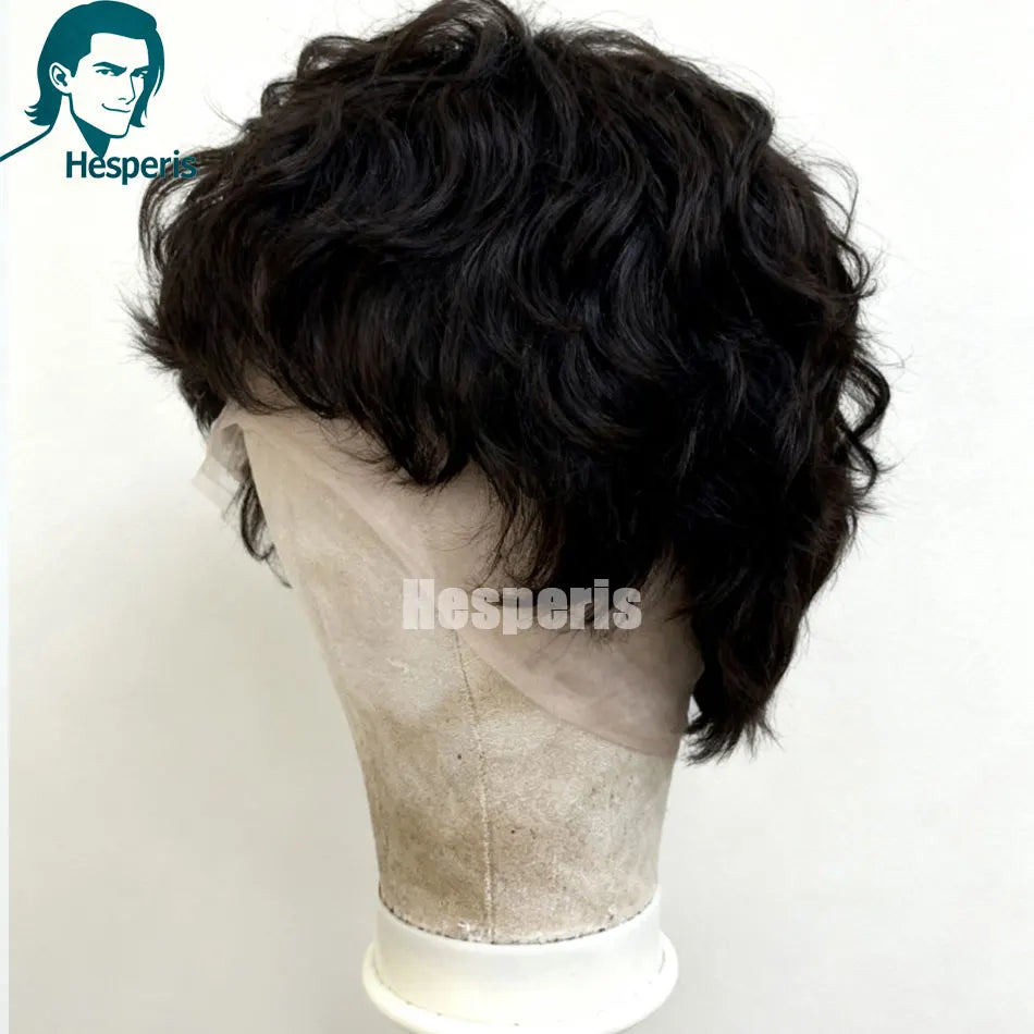 Hesperis Human Hair Fashion Men Wigs With Bang Soft Wave 13X6 Lace Front Wigs For Male Transparent Lace Deep Part Daily Wear Wig