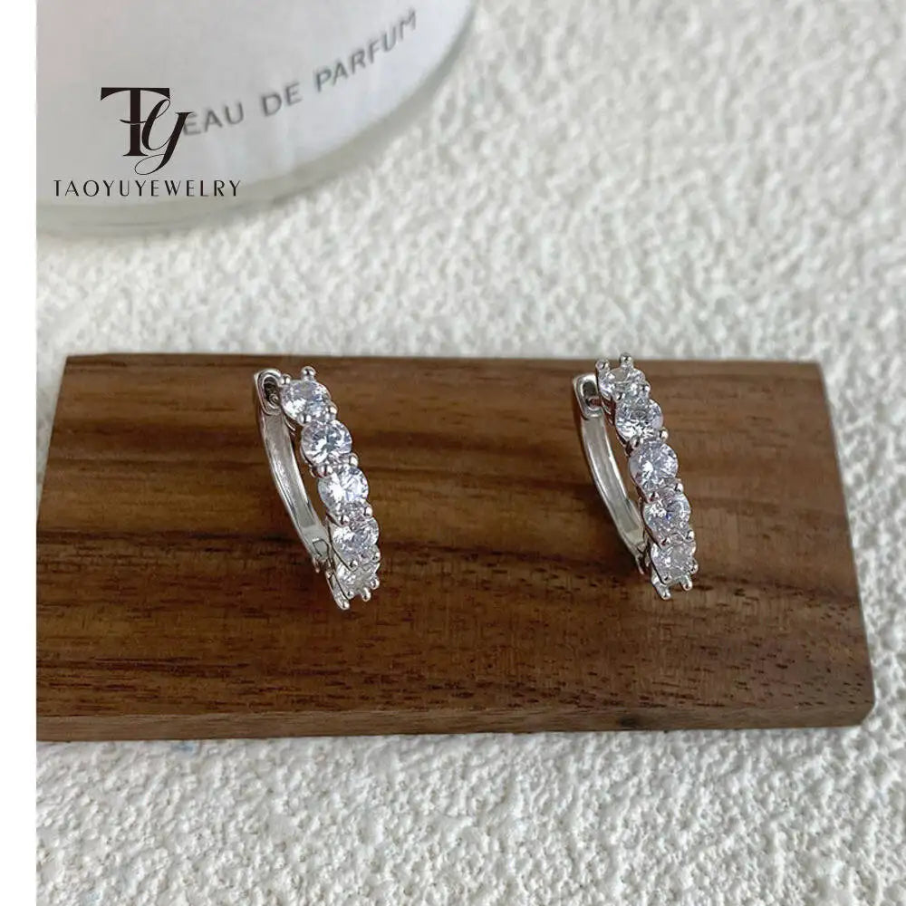 TY 3mm D Color Moissanite Earrings 925 Sterling Sliver Plated White Gold Hoop Earring For Women Wedding Party Fine Jewelry Gift