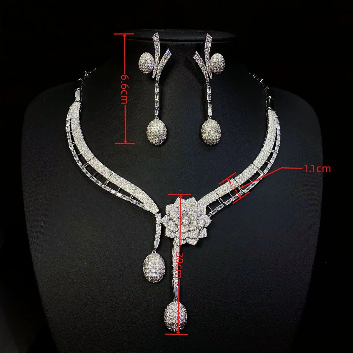 New Ladies Jewellery 2 Pcs Luxury Flower Personalised Necklace Earrings Dress Accessories Summer Prom Wedding Party Gift M-427