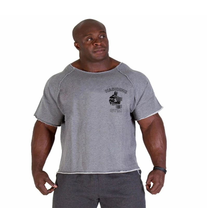 Men's T-shirt Men Running Sport T Shirt Men Loose Fitness Tops Tee Cotton Oversized Training Gym Sport Running Shirts Jersey