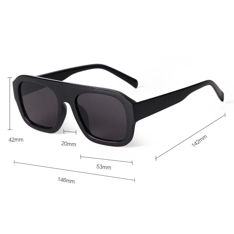 Chic Oversized Women Square Sunglasses Brand Design 2025 Trendy Flat Top Tortoise Shell Blue Lens Sun Glasses Eyewear Female UV
