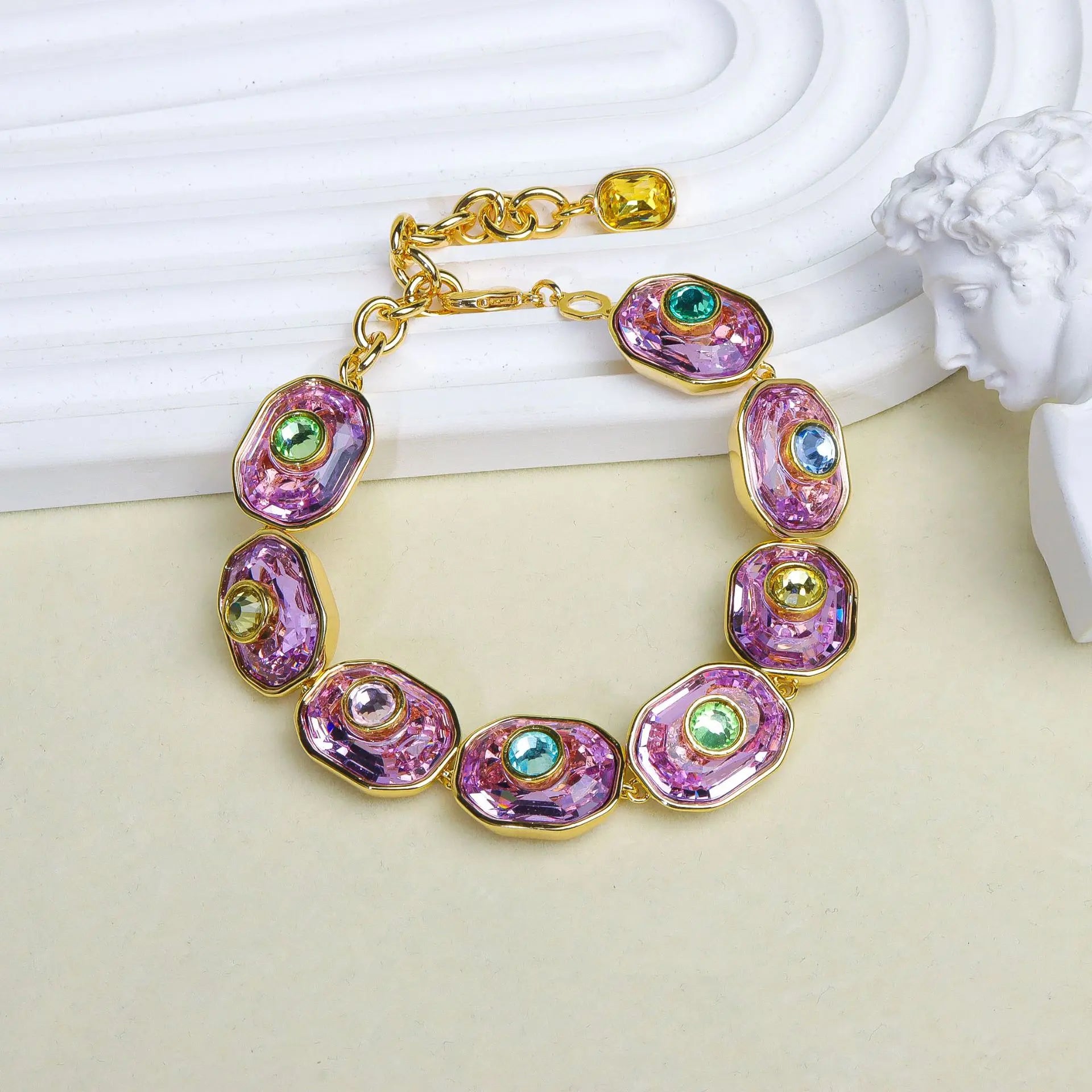Delicate Crystal Beaded Necklace Earrings Bracelet Gift Set, High-End Fashion Jewelry Collection for Women,work to dinner piece
