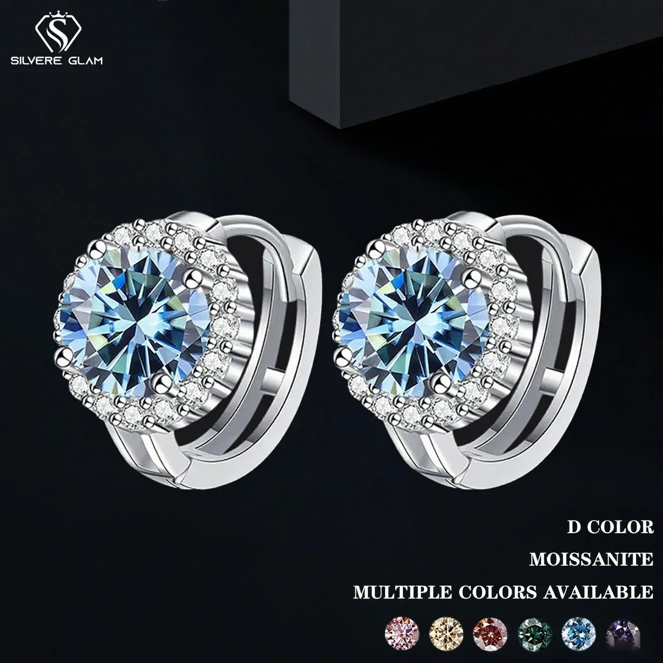 TY 0.5ct 1ct Pink Moissanite Earrings Women S925 Silver Black Blue Green Grey Rainbow Lab Diamond Wedding Studs Earring