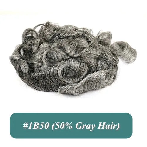 Full Skin 26mm Natural Curly Hair Toupee for Men Machine Injected Cheap Curly Hair Capillary Prosthesis Hair Replacement Wig