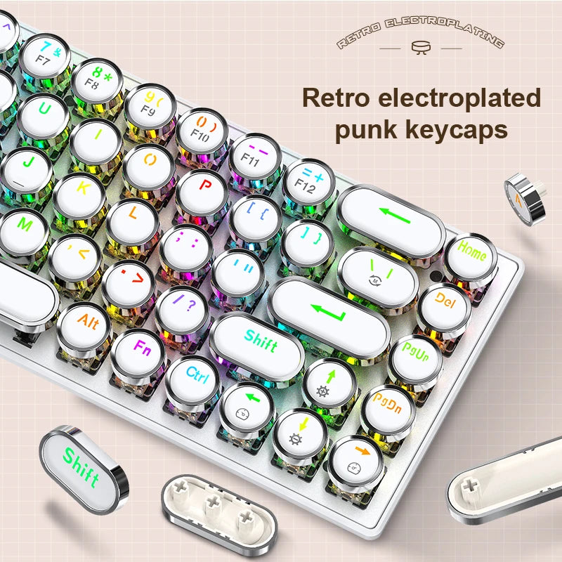 DK68 Punk Mechanical Keyboard Wireless APAYADO Dynamic RGB Lighting,68Keys Bluetooth Tri-Mode Connection,Full-key Hot-Swap