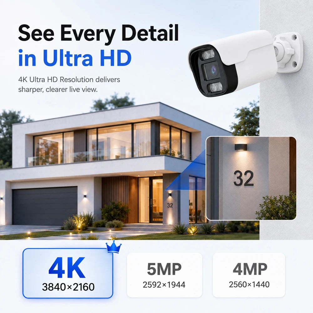 8MP 4K AHD Security Camera Face Detection Human Detection IP66 Outdoor Waterproof IR Night Vision CCTV Camera BNC DC12V For DVR