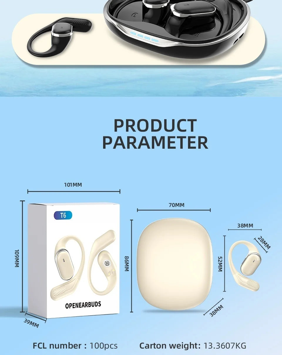 TWS Wireless Bluetooth Earbuds: Original GDLYL T6 Bluetooth V5.4, LED Digital Display Charging Case, Noise Reduction, Waterproof Headset