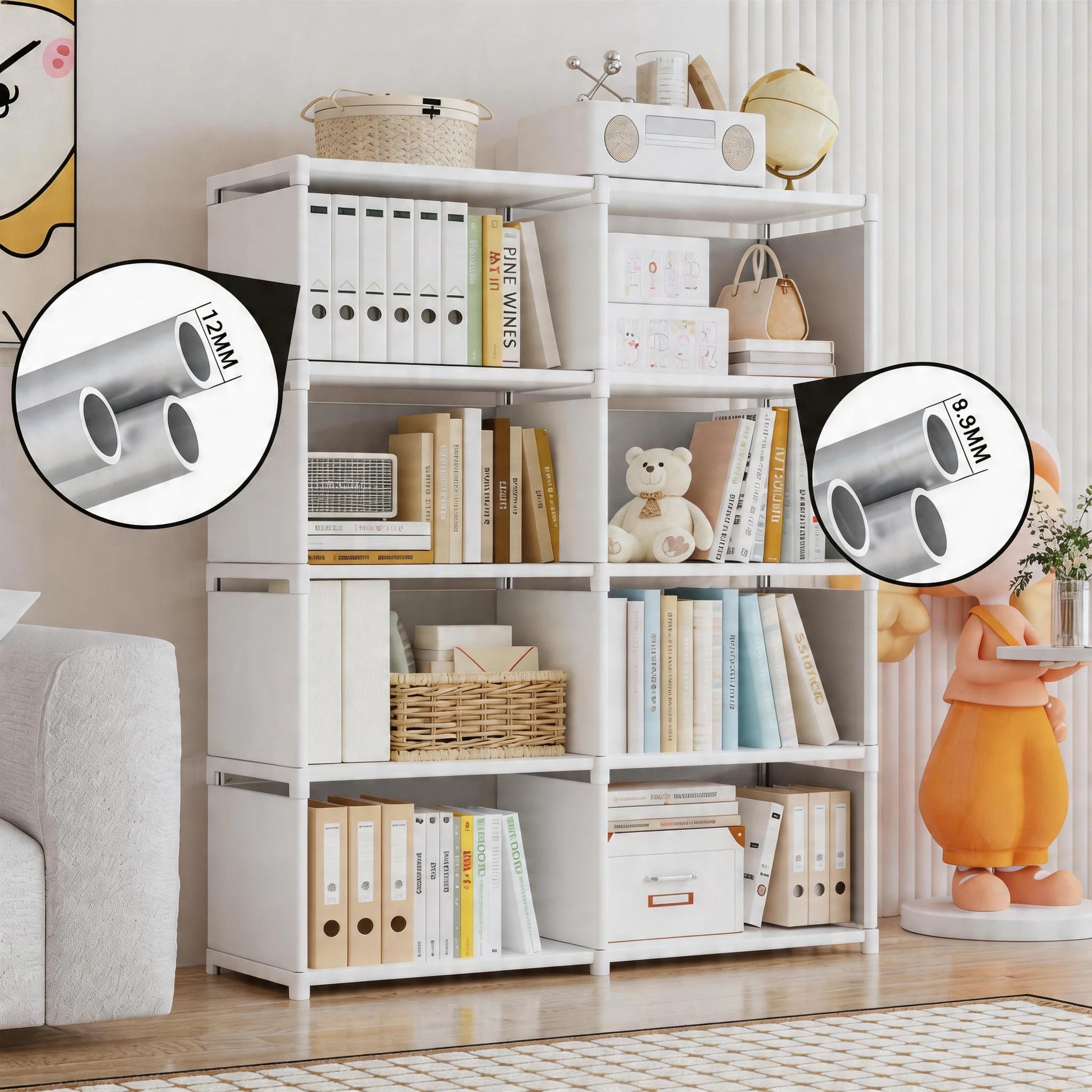 Multi-functional Storage Shelf Easy Assembly Bookshelf Multi-Layer Bookcase Living Room Organizer Rack Sundries Toys Cabinet