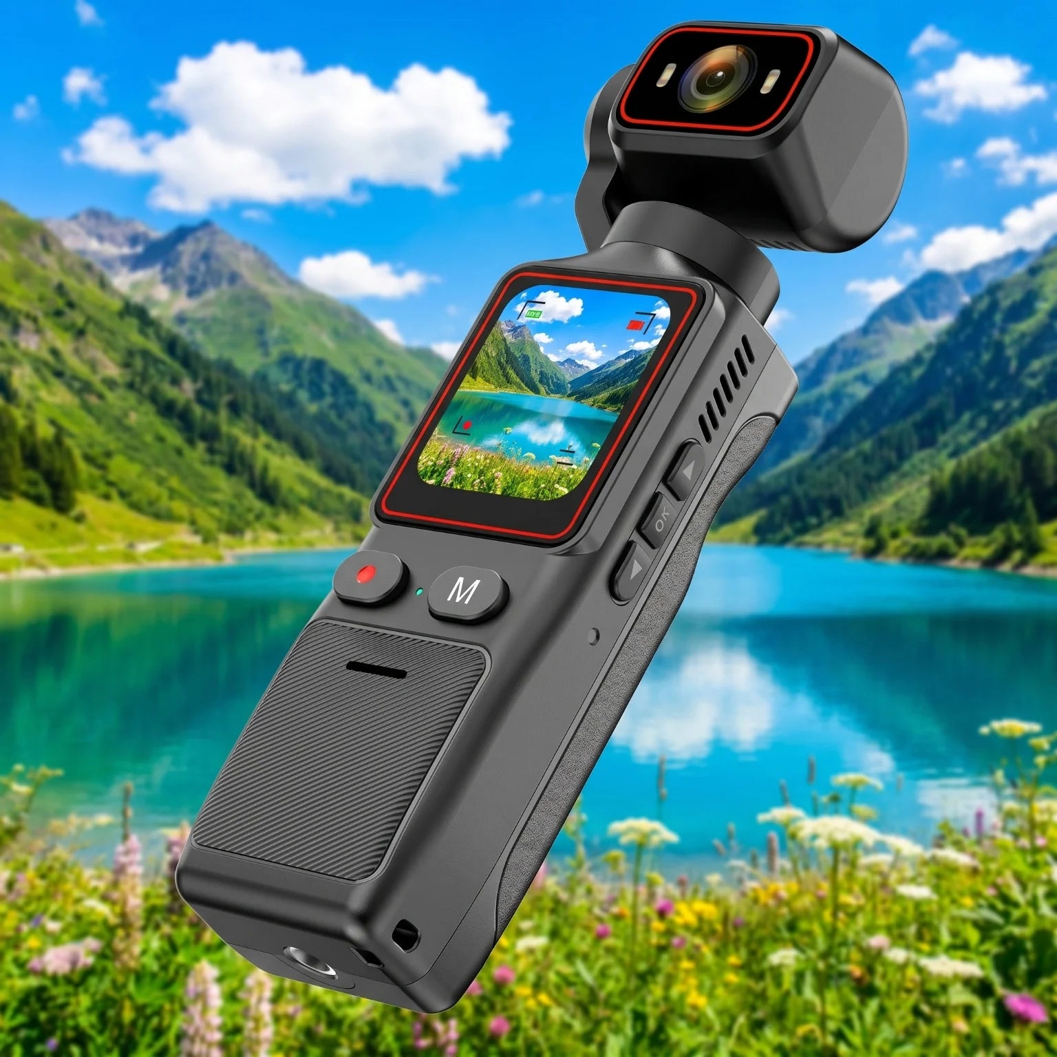 Mini 2.7K Action Camera 180° Rotate WiFi Pocket Vlog Camera 6 Hours Long Life EIS Anti Shake Sport Cam for Motorcycle Travel Recording