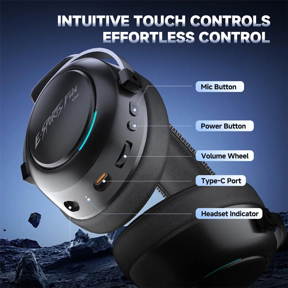 HaaYot Professional Wireless Gaming Bluetooth 6.0 Headset,7.1 Virtual Surround Sound,Low Latency 15ms for PC,PS5,Mobile,Switch