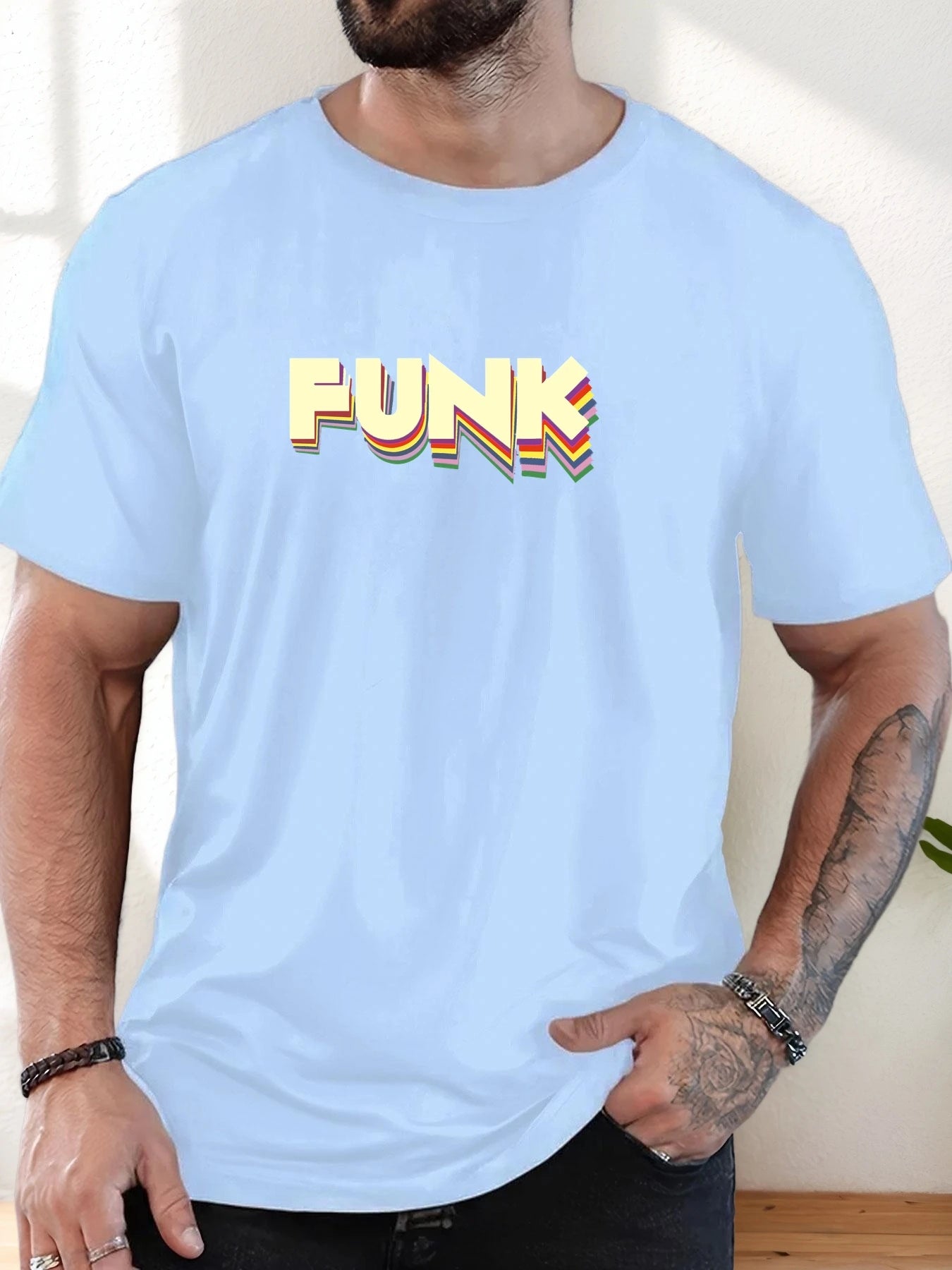 Men's T-Shirt 2025 New Arrival Retro Funk Graphic Vibrant 3D Typography Colorful Print Stylish Top Daily Casual