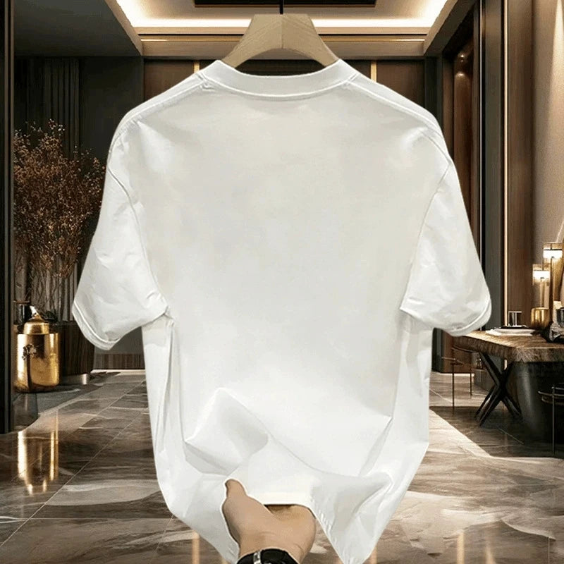 Men's Cotton T-shirts White 5XL T Shirt for Men Casual Summer Wear Hip Hop Print Black Tee Shirts Men Clothing Fashion