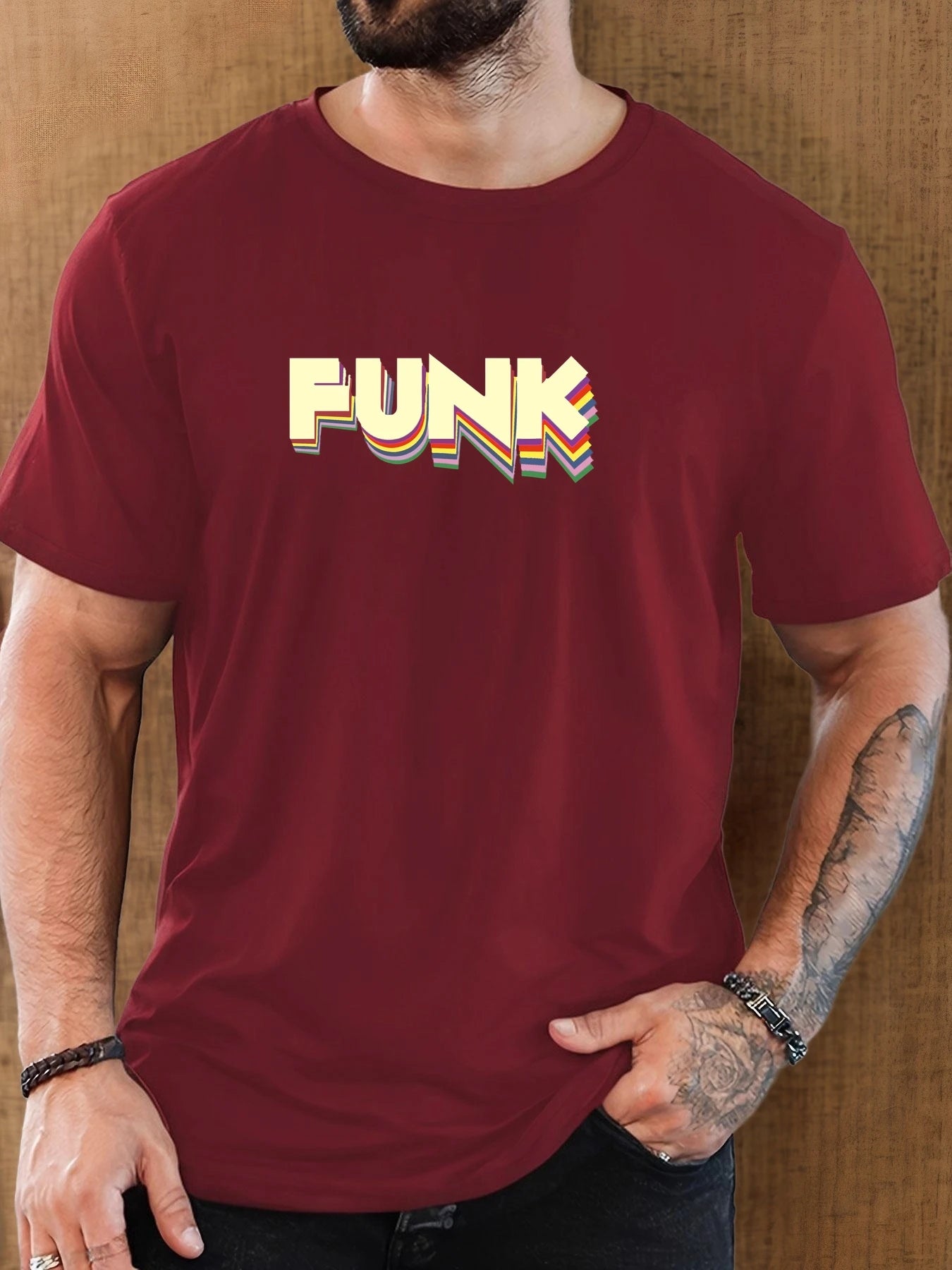 Men's T-Shirt 2025 New Arrival Retro Funk Graphic Vibrant 3D Typography Colorful Print Stylish Top Daily Casual