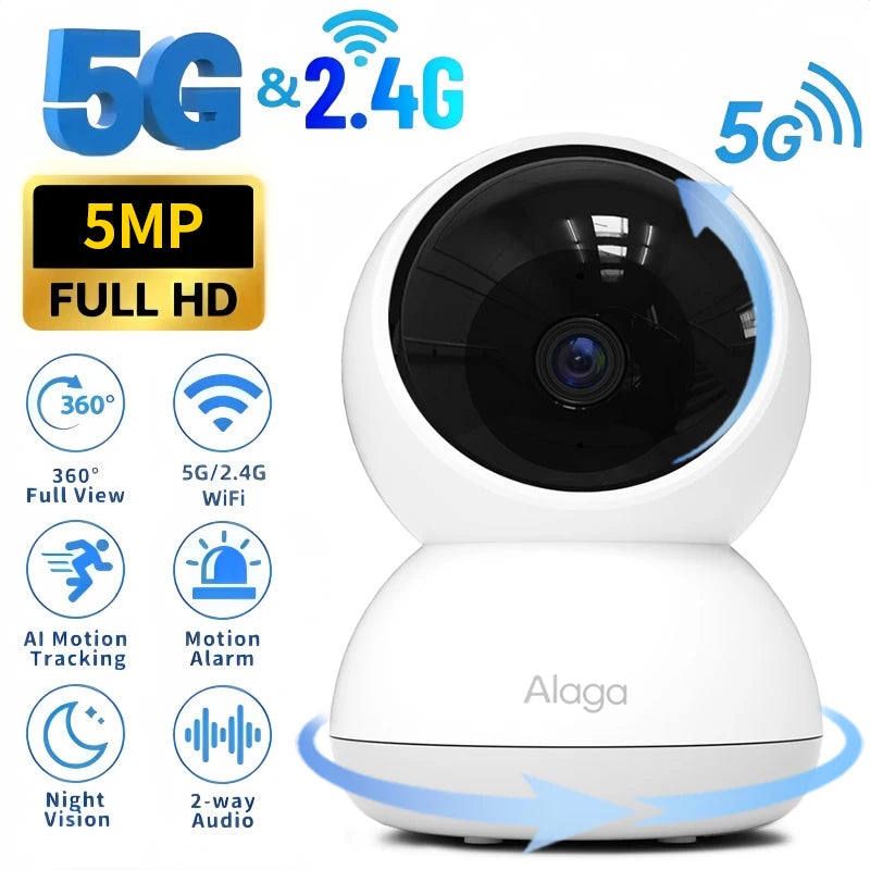 3K Smart Home Security Camera 5G/2.4GHz Wireless WiFi Auto Tracking CCTV Camera 5MP PTZ 2-Way Audio,Night Vision Baby Monitor