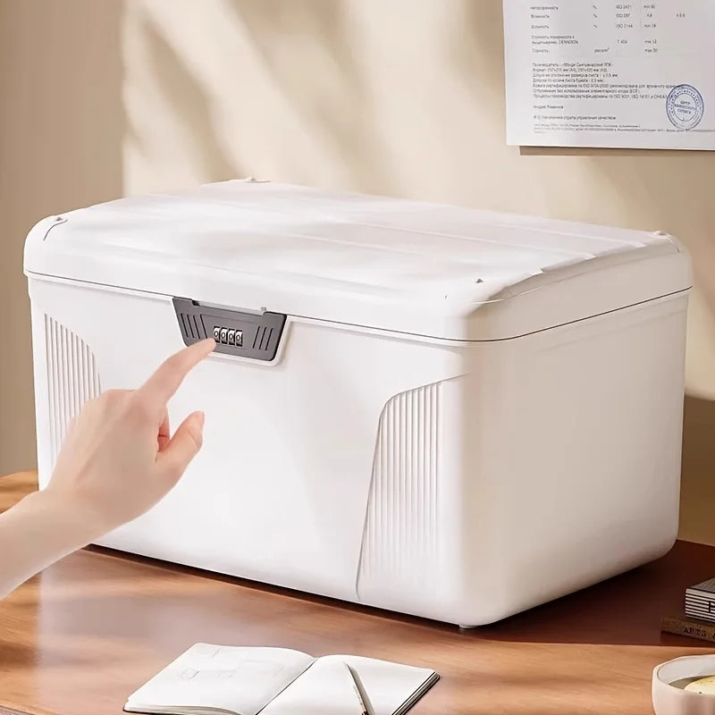 Locking Storage Box Large Capacity Stackable Plastic Organizer Combination Household Office Container White Safe Storage Case