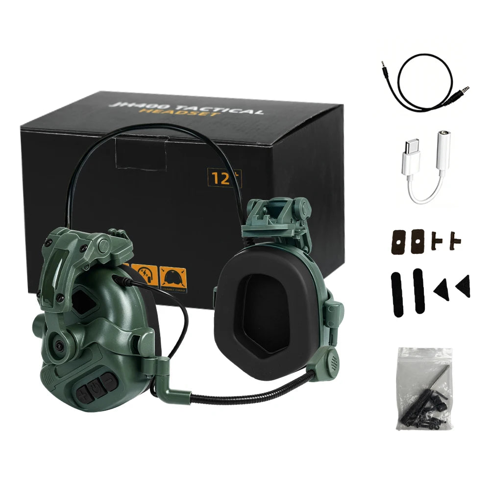 BOOIU Tactical Bluetooth Headset Electronic Outdoor Shooting Airsoft Earmuffs Hearing Protector Headphone with Headphone Stand